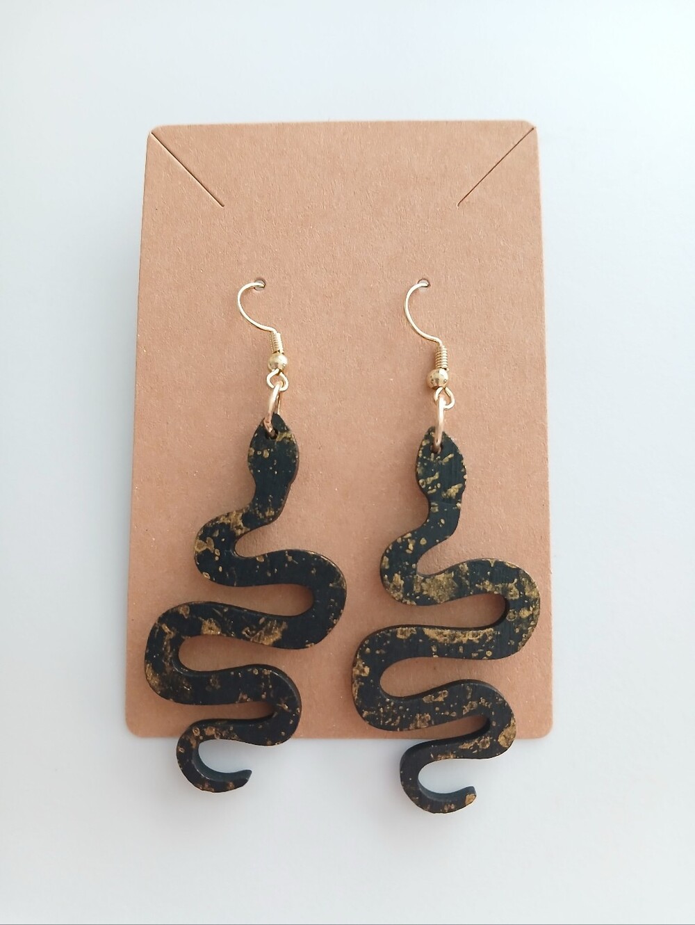 Fashion Jewelry Black and Gold Snake Dangle Earrings